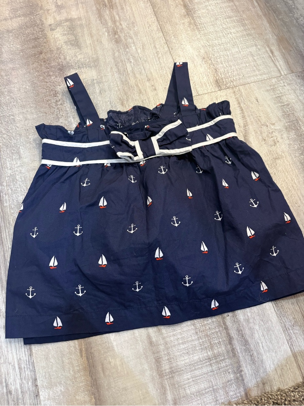 Janie and Jack Blue Nautical Sailboat Anchor Top Size 5